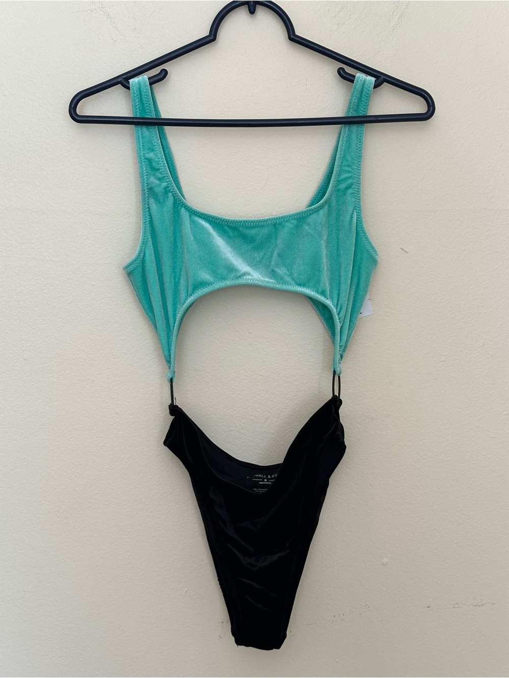 Kendall & Kylie NWT Velvet Cut Out One Piece Swimsuit Blue Black Size Small